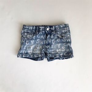 H&M denim letter print shorts VGUC 8-9Y